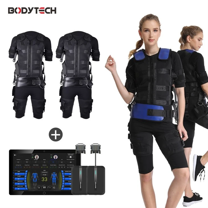 Fitness Electrostimulation EMS Session With Electrical Stimulation Suit For Studio
